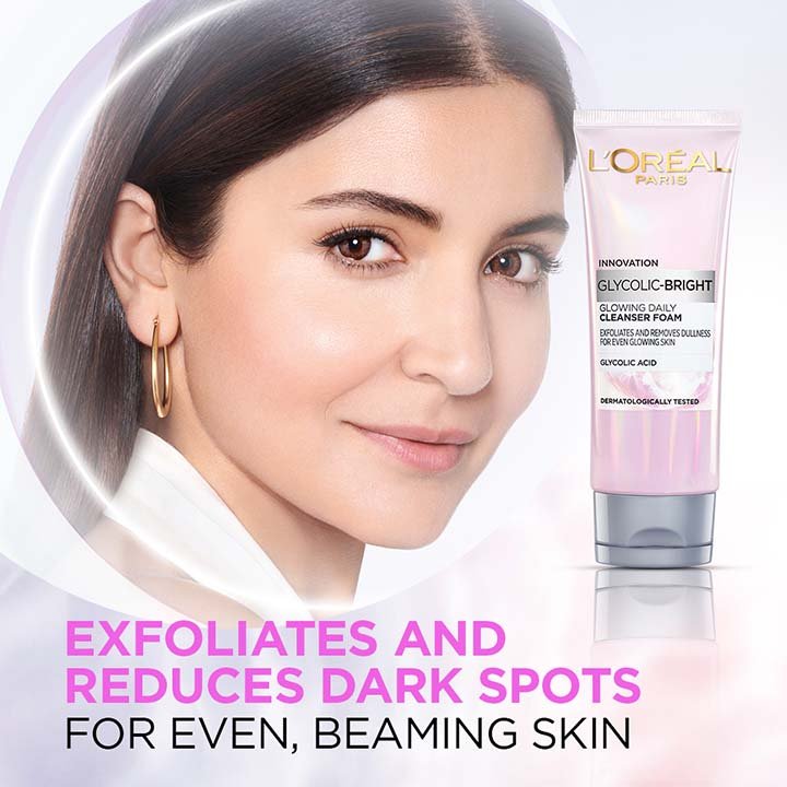 Loreal Glycolic Acid Face Wash Glycolic Bright Daily Cleanser Foam