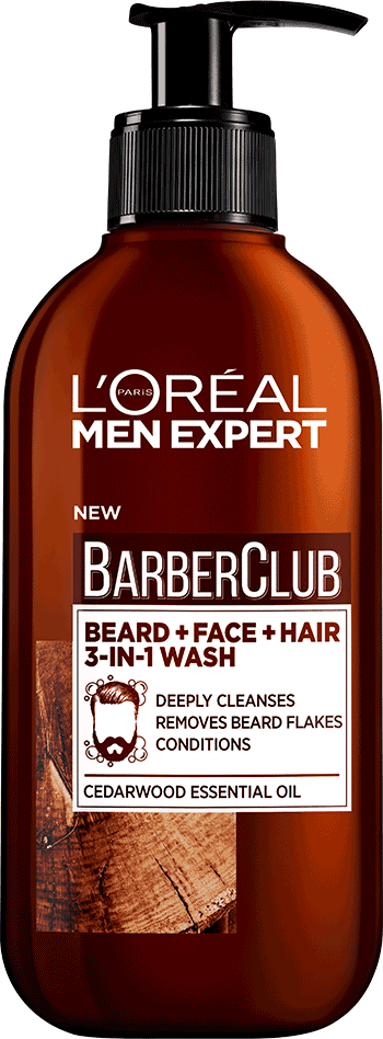 Men Expert Barber Club Beard + Face + Hair, 3-In-1 Wash